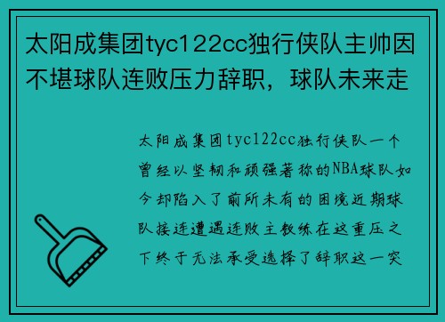 太阳成集团tyc122cc独行侠队主帅因不堪球队连败压力辞职，球队未来走向成谜 - 副本