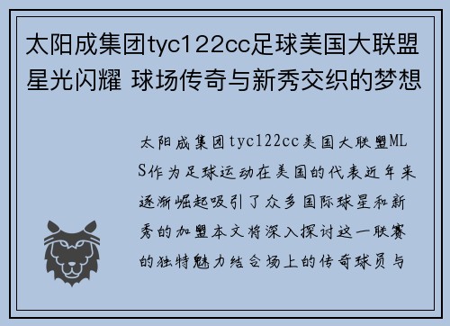 太阳成集团tyc122cc足球美国大联盟星光闪耀 球场传奇与新秀交织的梦想之旅 - 副本
